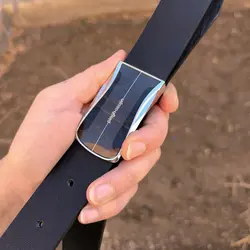 کمربند چرم طبیعی دولایه گاوی با سگک پلاکی K35L2PA11