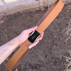 کمربند چرم طبیعی دولایه گاوی با سگک پلاکی K35L2PA11