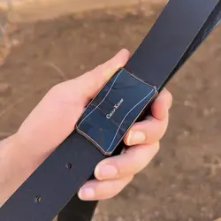 کمربند چرم طبیعی دولایه گاوی با سگک پلاکی K35L2PA9