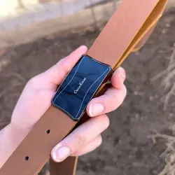 کمربند چرم طبیعی دولایه گاوی با سگک پلاکی K35L2PA9