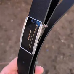 کمربند چرم طبیعی دولایه گاوی با سگک پلاکی K35L2PA2