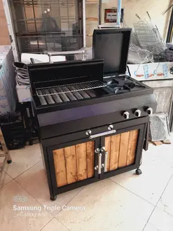 باربیکیو گازی زغالی پلوپزدار کابینتی 100 سانت