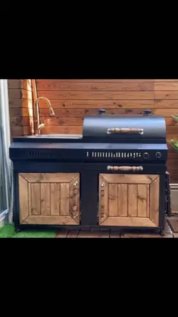 باربیکیو گازی زغالی پلوپزدار کابینتی و سینک 130 سانت