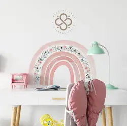 استیکر دیواری مینوی گالری مدل  Rainbow Tiny flower