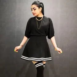 دامن مشکی دو خط سفید