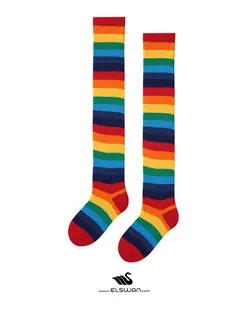 جوراب بالا زانو بچگانه رنگی رنگی قرمز