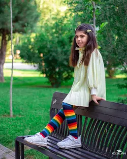 جوراب بالا زانو بچگانه رنگی رنگی قرمز