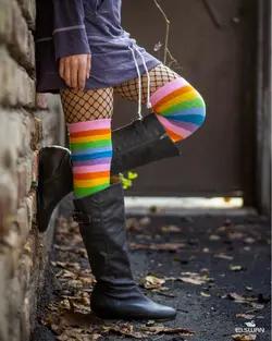 جوراب بالا زانو رنگی رنگی