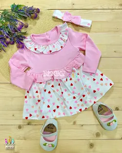 ست پیراهن و هد قلبی دخترانه مجلسی