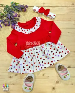 ست پیراهن و هد قلبی دخترانه مجلسی