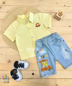 ست پیراهن و شلوارک لی زاپ دار BEEP