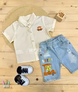 ست پیراهن و شلوارک لی زاپ دار BEEP