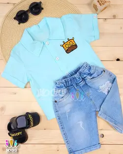 ست پیراهن و شلوارک لی زاپ دار اسپرت آریو