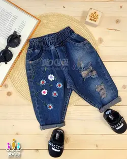 شلوار لی گل گلی مام استایل دخترانه