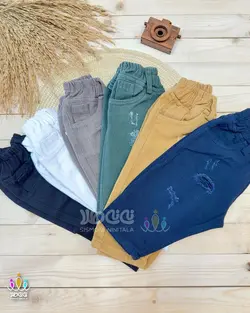 شلوار کتان اسپرت مام زاپ دار اسکای