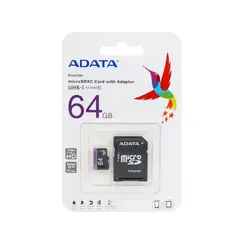 کارت حافظه micro SD ای دیتا مدل Premier با ظرفیت 64 گیگابایت، کلاس 10 UHS-i
