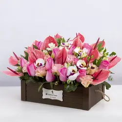 باکس چوبی گل رز و آنتوریوم کد 2770