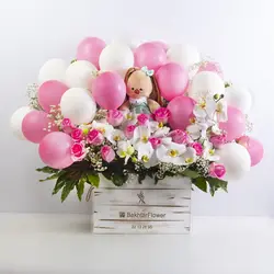 باکس گل لاکچری و عروسک - کد 3290