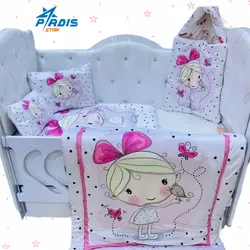 سرویس خواب 5 تکه نوزاد طرح دختر مو طلایی کد 998