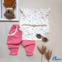 مانتو و شلوار نوزادی دخترانه نباتی کد 898