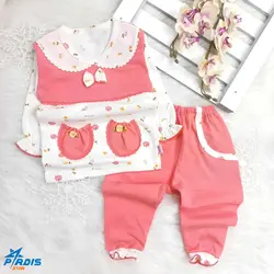 بلوز شلوار دو جیب گلبهی نوزادی تا کودک دخترانه کد 170