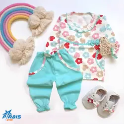 بلوز شلوار دخترانه نوزاد تا کودک سبز کد 130