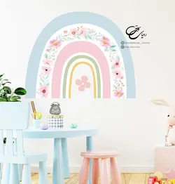 برچسب دیوار طرح رنگین گل کمان