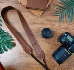 بند دوربین ترنگ چرم طبیعی عسلی