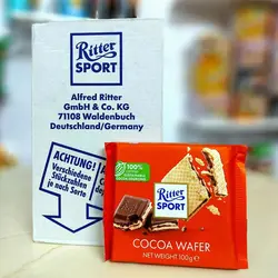 شکلات ویفر کاکائویی ریتر اسپرت (ritter sport) 100 گرم