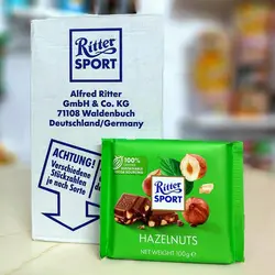 شکلات آلمانی ریتر اسپرت Ritter Sport Haselnuss با تکه های فندق 100 گرم