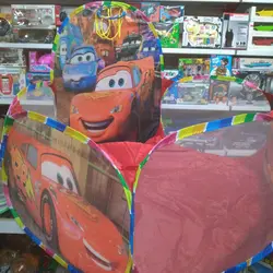 استخر توپ کودک فنری سایز 140×120 با حلقه بسکتبال با پارچه ضخیم بنری یونیکورن سورمه ای