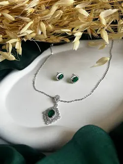 نیم ست جواهری سبز