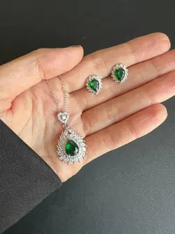 نیم ست سبز جواهری