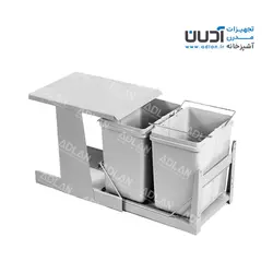 سطل زباله دومخزنه متوسط ریل کف تاندم (46 لیتری) – سامینا