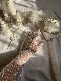 دستکش شکوفه پولکی