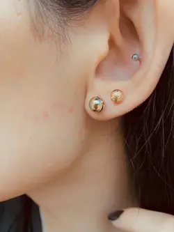 گوشواره توپی مات و دورنگ براق ژوپینگ