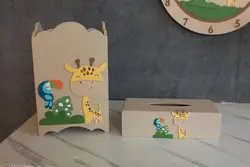 ست سطل آشغال و جعبه دستمال کاغذی طرح سافاری