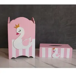 سطل آشغال و جعبه دستمال کاغذی طرح قو