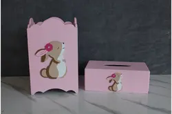 سطل آشغال و جعبه دستمال کاغذی طرح خرگوش