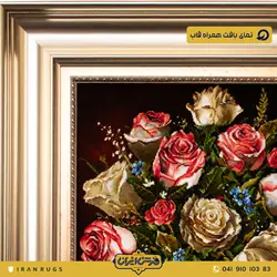 قیمت خرید تابلو فرش دستباف طرح سبد گل استاد فلاح زاده