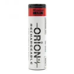 باتری لیتیوم یون 3.7v سایز 18650 سرتخت 2500mAh ضریب جریان 10C مارک ORION مناسب برای انواع ویپ