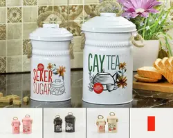 جای قند و شکر فلزی لعابی رنگی