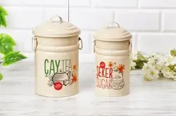 جای قند و شکر فلزی لعابی رنگی
