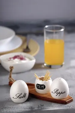 ست نمکدان و جا خلالی مدل تخم مرغ