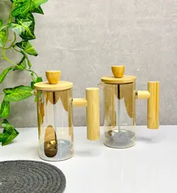 فرنچ پرس پیرکس دسته و درب چوبی