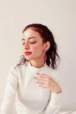 گوشواره قرمز قطره