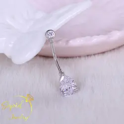 پیرسینگ نقره ناف اشک ساده تک تخمه پایه بلند