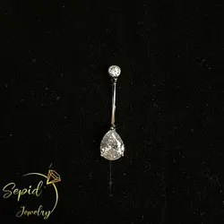 پیرسینگ نقره ناف اشک ساده تک تخمه پایه بلند