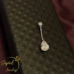 پیرسینگ نقره ناف اشک ساده تک تخمه پایه بلند