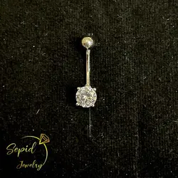 پیرسینگ نقره ناف برلیان ساده تک تخمه بالا گوی